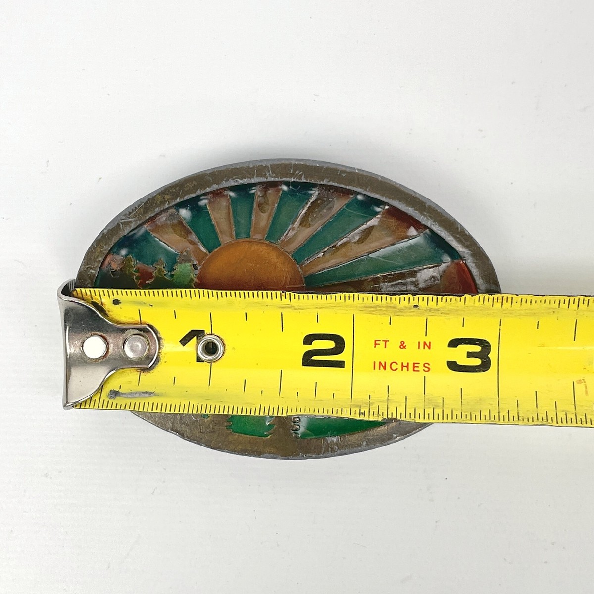 Indiana Metal Craft Brass Enameled Sunrise in the Mountains Belt Buckle Vintage Sunrise Belt - Etsy main image 4