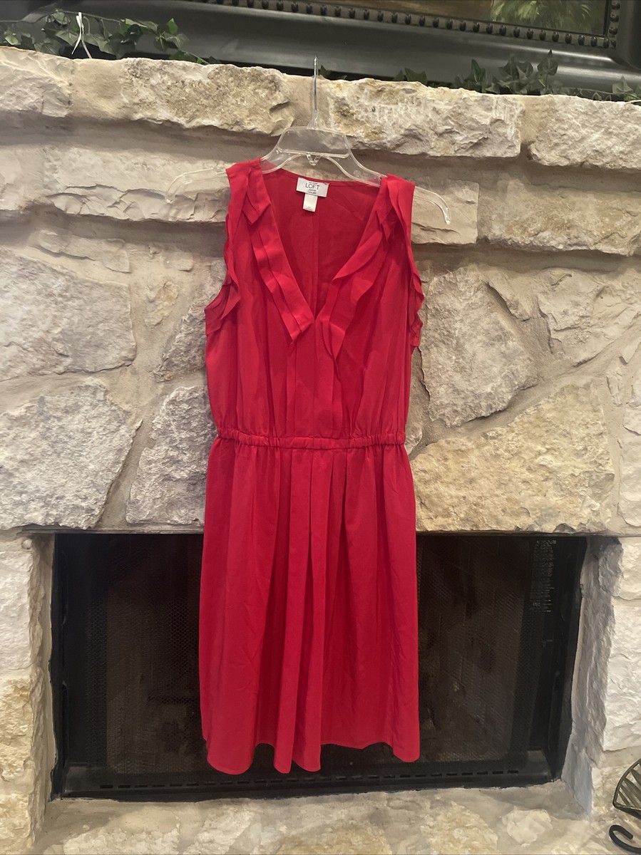 ann taylor loft red dress Womens Sz XS Orange/Red Linen Blend Pockets Sleeveless Ann Taylor | Dresses |