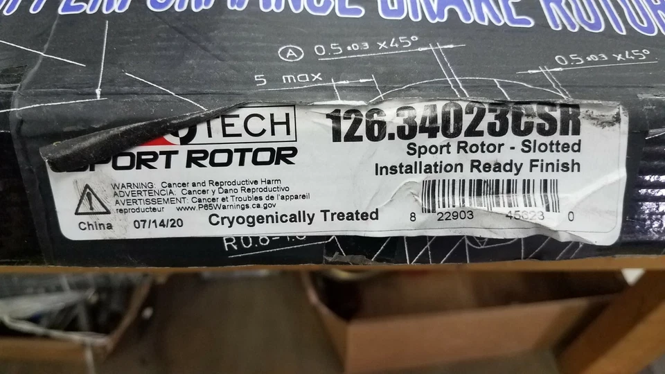 STOP TECH 126.34023CSR SPORT SLOTTED FRONT RIGHT SIDE CRYO BRAKE ROTOR NIB - Image 3 of 3