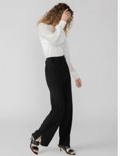 Women's Black High-Rise Straight Trousers with Split Hem, Size 32 New with Tags