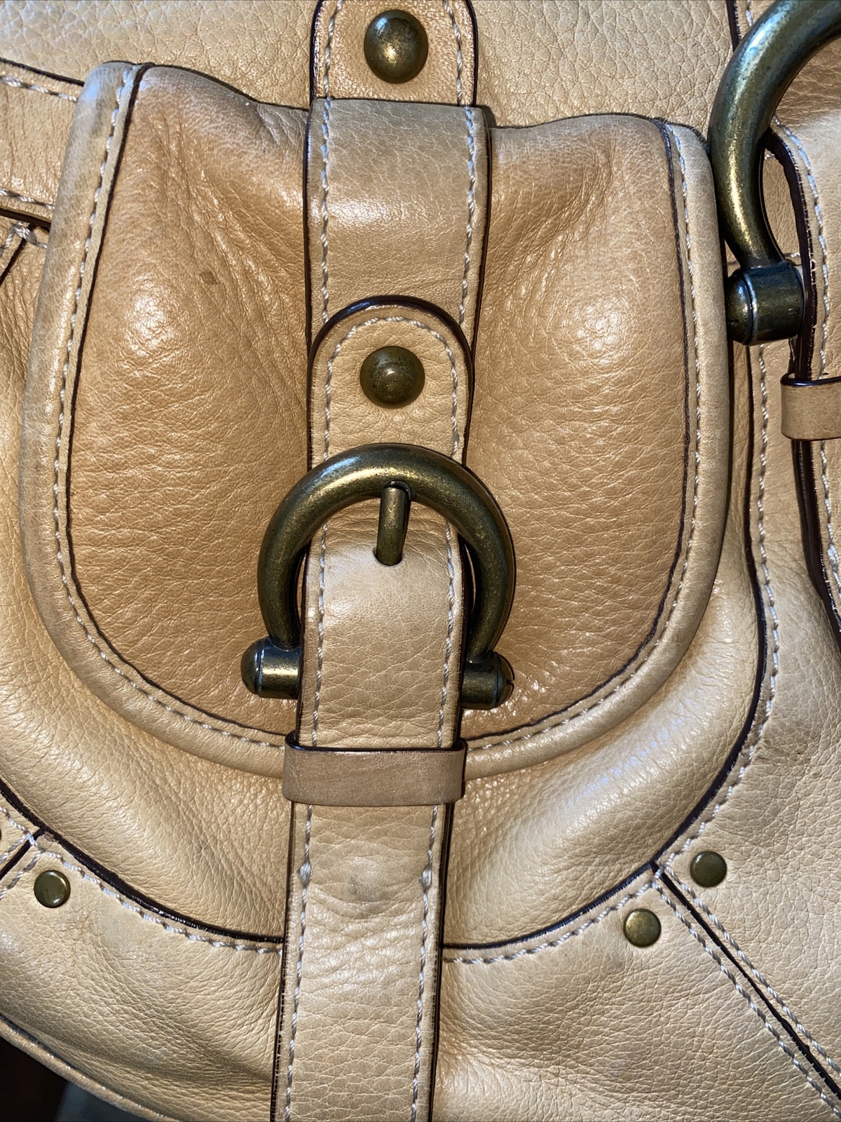 Italian Leather Coccinelle Hobo Purse Tan Camel Gem