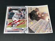 Michael Harris Atlanta Braves Auto Signed 2021 Bowman Draft Base Card Red .