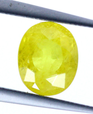 Origin Bangkok 3,52 Ct Natürlicher Gelber Saphir Zertifiziert Lose Ovaler Gem