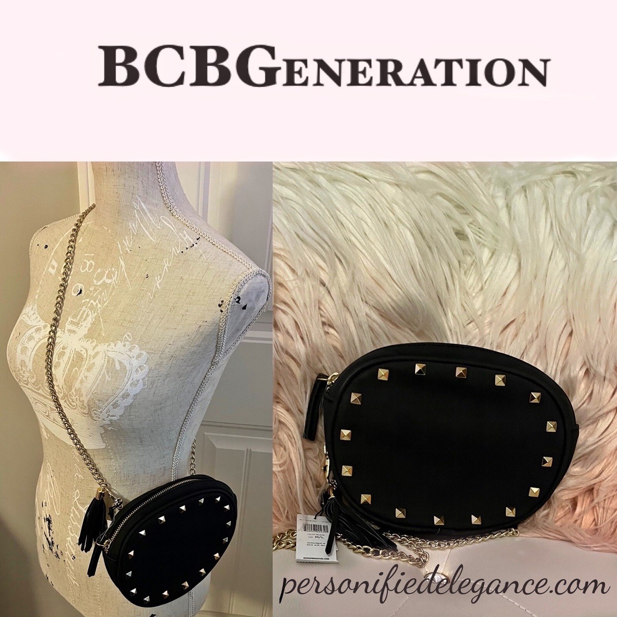 Black studded belt bag. Fanny pack. BCBGeneration Studded Fanny Pack - Etsy main image 4