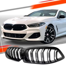Gloss Black Dual Slats Front Kidney Grill Fit For 2023-2024 BMW G14 G15 G16 840i
