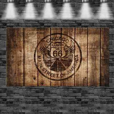 XXL Route 66 Chicago in Holz eingebrannt 160cmx90cm auf Leinwand Keilrahmen Loft