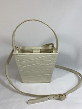 Vintage Staud Edie Cream Croc Embossed Leather Bucket Bag