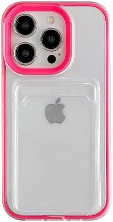 for iPhone 15 Pro case, Candy Color Card Holder Clear Shockproof Soft Compatible