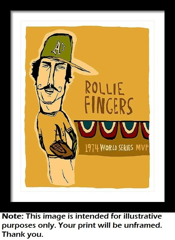 Rollie Fingers Oakland A's 1974 World Series: MLB HOF pôster arte impressão 11"x 14" - Imagem 2 de 4