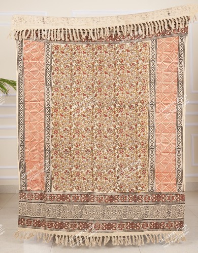 Indian Soft Cotton Throws Blankets for Sofas Hand Loom Hand Block Printed Throws - Picture 5 of 37
