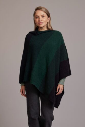 McDonald Possum Merino Ombre Womens Poncho-Forest/Plum/Navy - Picture 1 of 2