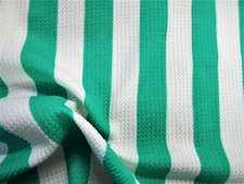 Bullet Printed Liverpool Textured Fabric Stretch Mint Green White 1" Stripe P12
