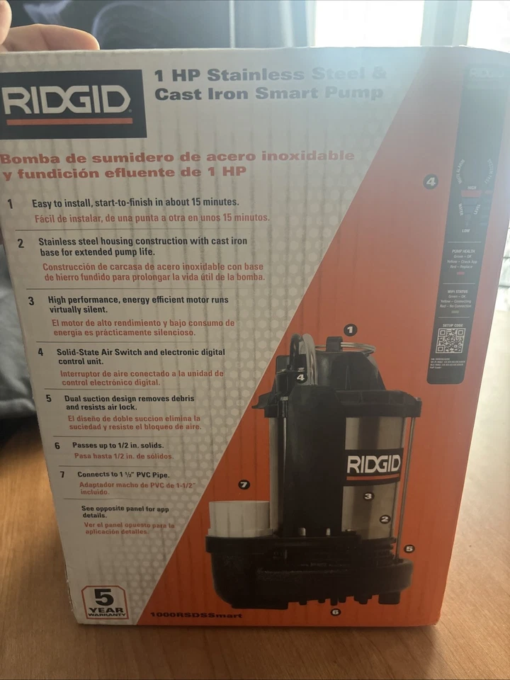 BOMBA SUMIDERO INTELIGENTE RIDGID 1HP 90GPM 5 AÑOS DE GARANTÍA WIFI BOMBA SUMIDERO Foto 2 de 3