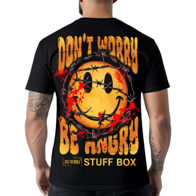 Stuff Box Männer Shirt Rundhals kurzarm Angry schwarz STB-1296 Baumwollshirt