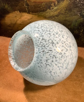 19 cm - Ancien globe de lampe, suspension en verre de Murano ou Clichy,  bleue - Photo 1/4