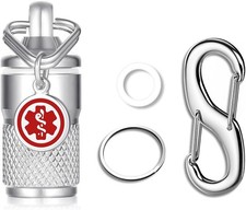 Precision CNC Machined Stainless Steel Emergency Pill Holder Keychain - Small...