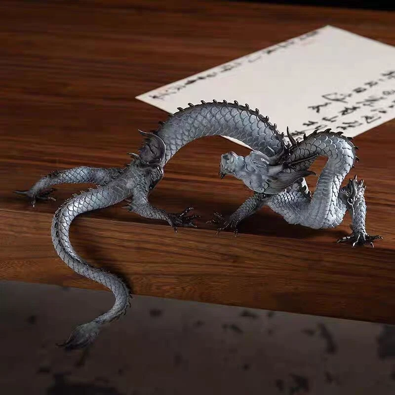 Estátua de dragão de bronze branco 15,4" coleção artesanato decoração de arte home office - Imagem 4 de 4