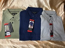 LOT of 3 Genuine Sz MEDIUM Banana Republic LONG-SLEEVE Luxe-Touch Polo Shirts