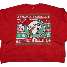 Buc-ee's Red Unisex Christmas Pullover Sweatshirt 2XL Cotton 60 Polyester