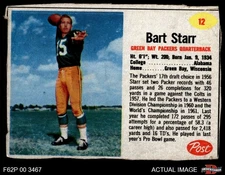 1962 Post Cereal #12 Bart Starr Packers HOF Alabama 1.5 - FAIR