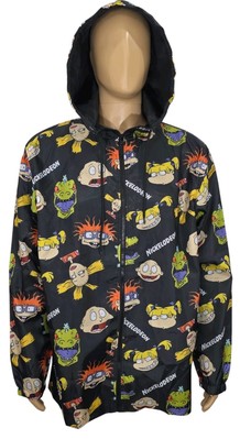 Nickelodeon Rugrats Adult Sz XL All Over Print Retro Rain Jacket Windbreaker NWT