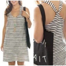 NEW J. Crew Striped Twisted Racerback Marlie black & white tunic Dress size 4
