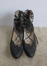 Freebird by Steven FB-Jewel Women's Black Leather Strappy Flats Shoes Size 7