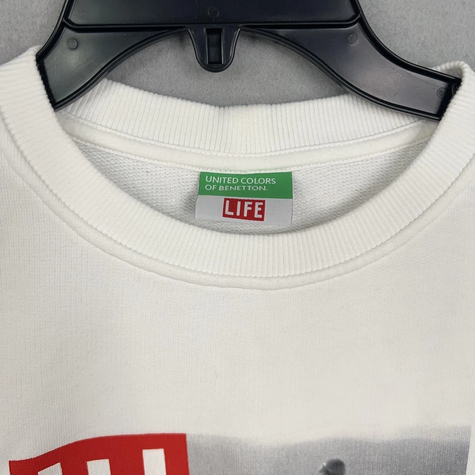United Colors of Benetton Sweatshirt Womens XL White LIFE Magazine Motorcycle - Image 4 of 4