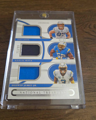 Panini 2022 National Treasures Game Gear Trio Chargers Bosa Mack James /99