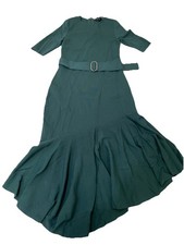 Ted Baker SAMALEE Flippy Hem Knitted Midi Dress With Belt 2 Green