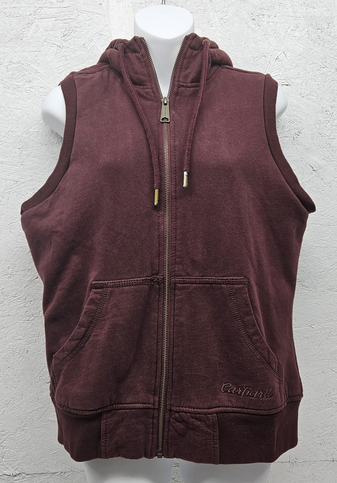CARHARTT 100702 Womens Sz M (8-10) Burgundy Sherpa Lined Hooded Stockbridge Vest
