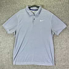 Nike Dri-Fit Polo Shirt Men's Large Blue Striped Golf Performance Short Sleeve