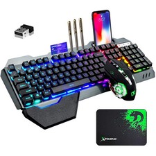 Wireless Gaming Keyboard and with Rainbow LED 16RGB Backlit Rechargeable 4800...