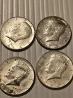 Four 1964 Kennedy Half Dollar Coins See Pictures