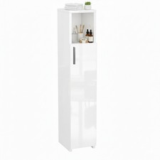 Badhochschrank Schmal Weiß Hochglanz 102x20x24cm Badregal Nischenschrank Schrank