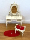 Vintage Barbie 1963 Susy Goose Vanity Furniture Bench Seat Rug Phone Tissue