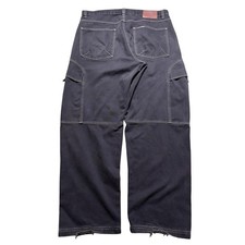 Vintage Y2K FUBU Baggy Contrast Stitch Cargo Black Denim Jeans 40x32