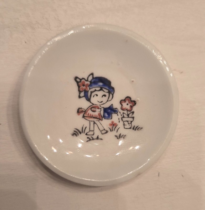Vintage Mini Trinket Dish Made in Japan. Watering flowers