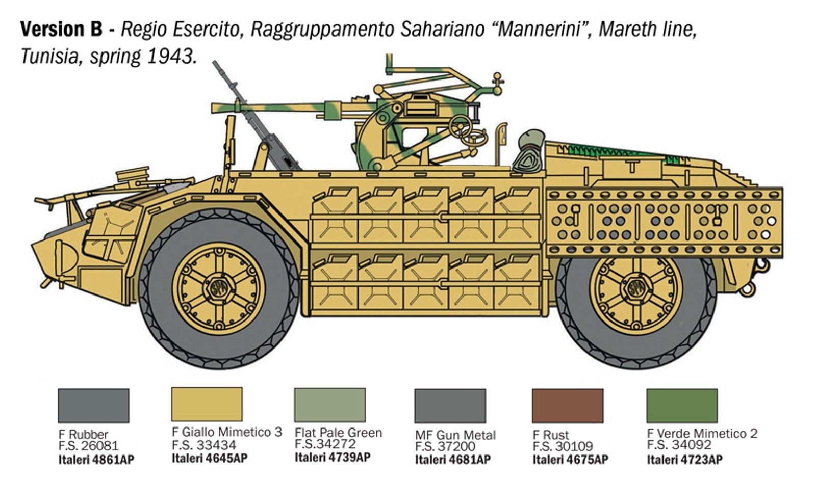 Italeri Plastic Model kit 1/72 Scale AS 42 Sahariana reconnaissance Car 97044