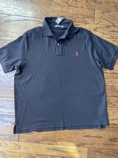 New Polo Ralph Lauren Polo Shirt Men's 2XB Black Short Sleeve Stretch Casual J60