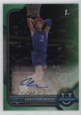 2021-22 Bowman U Chrome Prospect Green Refractor 74/99 Christian Braun Auto 1mw3