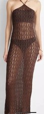 Future Collective Crochet Knit Maxi Cover-Up Dress Brown XL Jeneé Naylor New