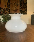Antique Milk Glass Ruffled Hurricane Lamp Shade 6”Hx8”W/6.75”W Fitter EUC