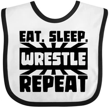 Inktastic Eat, Sleep, Wrestle, Repeat Baby Bib Sports Practice Train Funny Cvfb