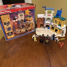 Vintage Fisher Price Wild Western Town 1996 Figures Set with Original Box