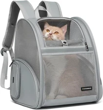 Cat Backpack Carrier, Mesh Small Cat Carrier Backpack Airline Approved Pet Ca...
