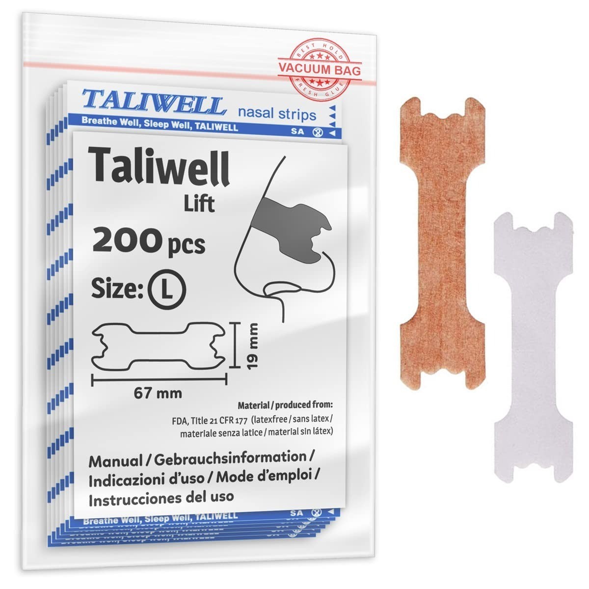Bandelettes nasales anti-ronflement taille grande en lot de 200 pour mieux respirer