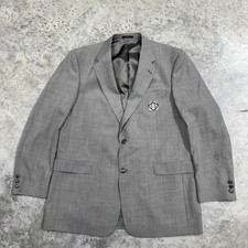 Hart Schaffner  Marx Blazer Mens 46L Gray Wool Two Button Sport Coat USA