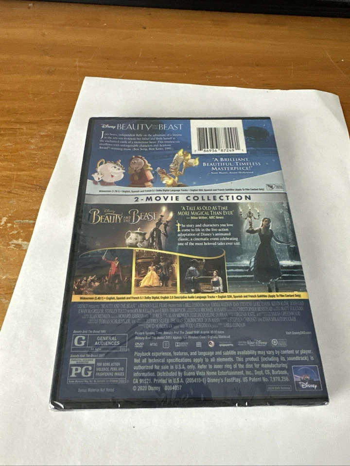 Sealed Disney DVD 2 Pack Beauty and The Beast New DVD Animated & Live Action - Image 2 of 2