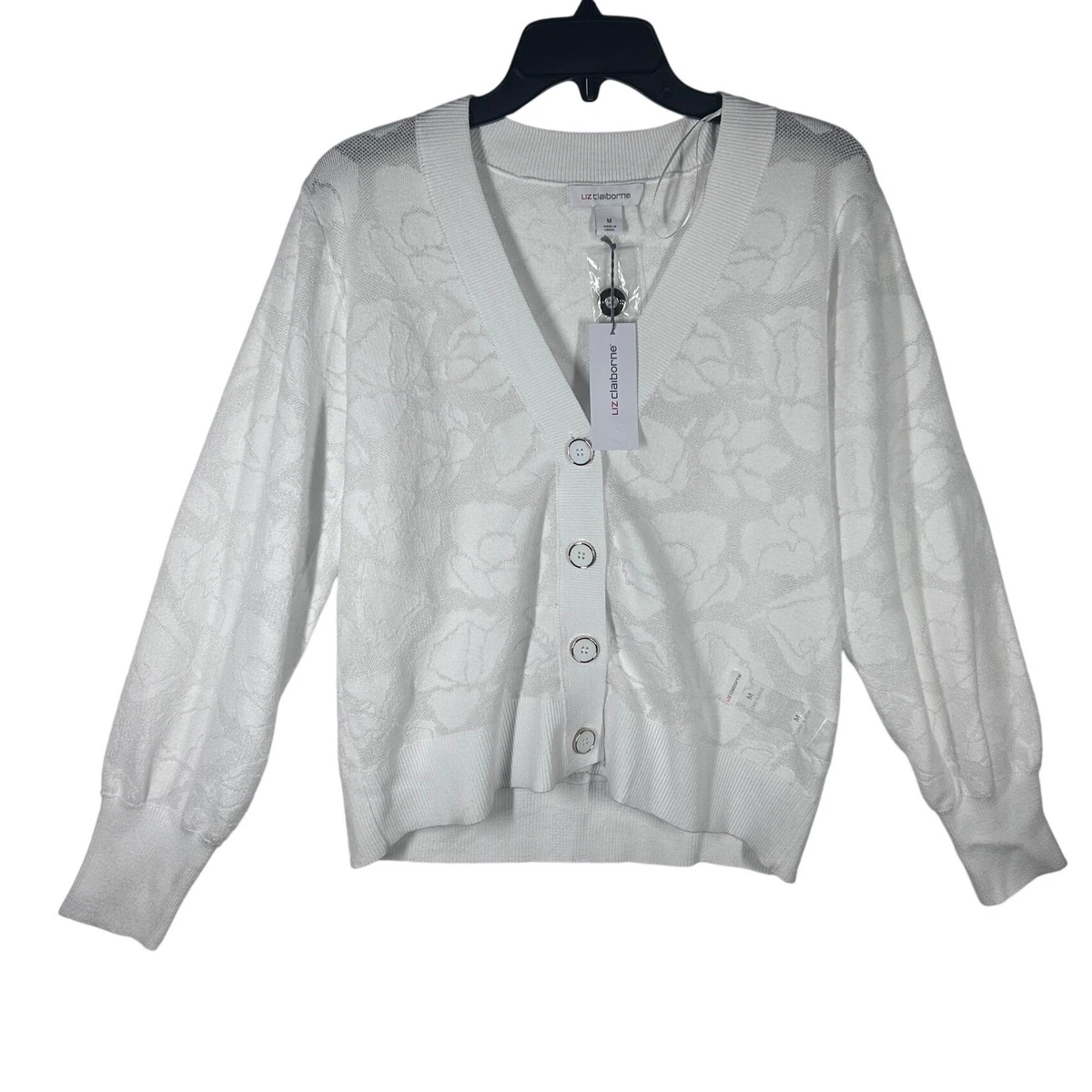 Cardigan Liz Claiborne Beige Avec Perles Et Cristaux - Taille M - Occasion Très Bon état